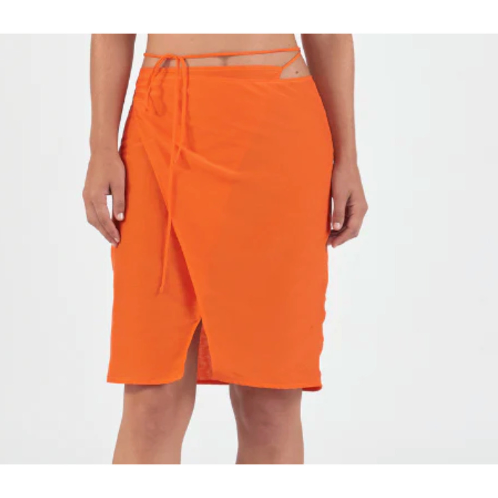 Ziah Orange Wrap Skirt Midi Beach Travel Women's XS - Picture 8 of 11